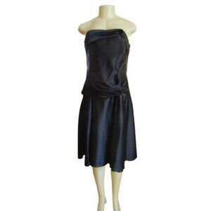Jessica McClintock Strapless Black Cocktail Dress Size 12 Elegant Polyester & Sp